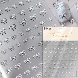 Colourful Grid Bowknot Charming Silk Ribbon Tie Chic 5D Self Adhesive Nail Art Sticker Sparkle Crystal Rhinestone Manicure Decal (ONLINE ORDER ONLY)