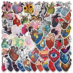 50PCS Heart Cartoon Aesthetic Stickers for Motorcycle, Skateboard, Laptop, Phone, Suitcase, Bottle, Car (Online Order Only)