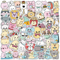 50pcs Cute Cartoon Animals Stickers Kids Water Bottle Decals Luggage Laptop Guitar Phone Stationery Waterproof Graffiti (ONLINE ORDER ONLY)