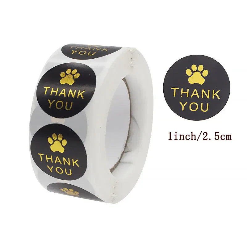100-500PCS Thank You Stickers for Business New Merci Package Home Made Sticker Rolling Packaging Stickers Small Roll Labels (ONLINE ORDER ONLY)