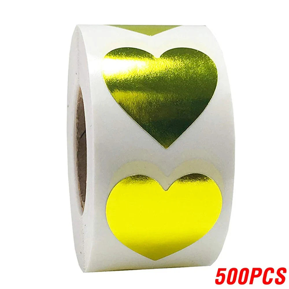 100-500pcs Seal Labels Stickers Heart Shape Of Gold Stickers Scrapbooking For Package And Wedding Decoration Stationery Sticker (ONLINE ORDER ONLY)