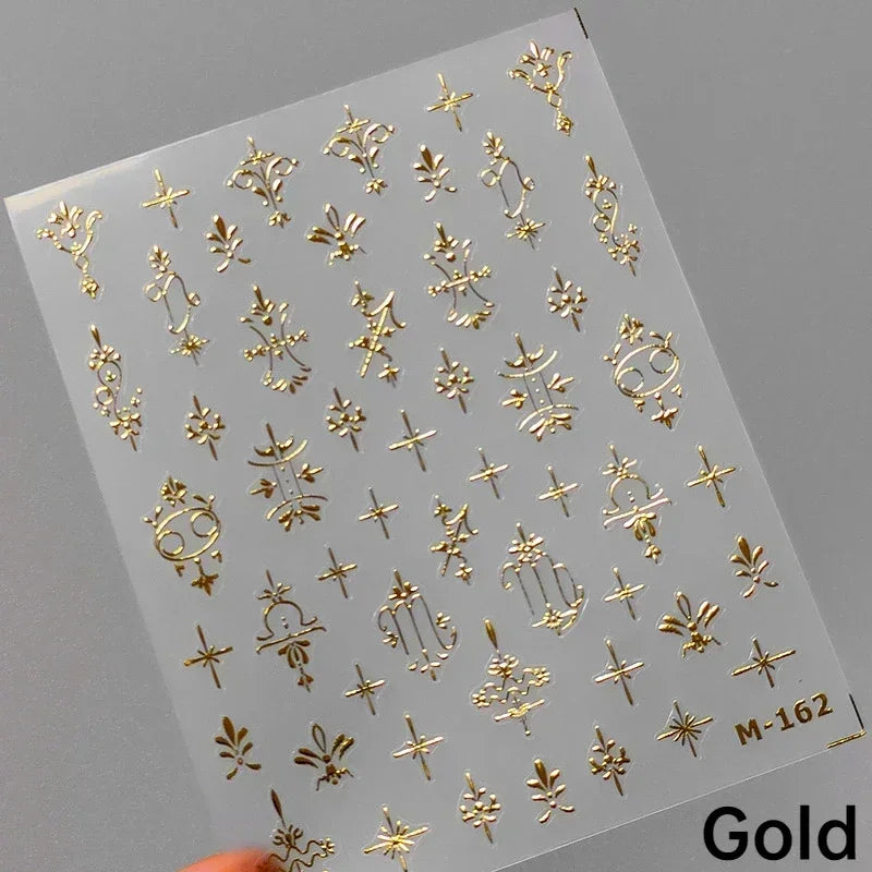 Shiny Laser Constellation Totem Pink Blue Gold Silver Shell Starfish Moon Star 3D Self Adhesive Nail Art Sticker Manicure Decals (ONLINE ORDER ONLY)