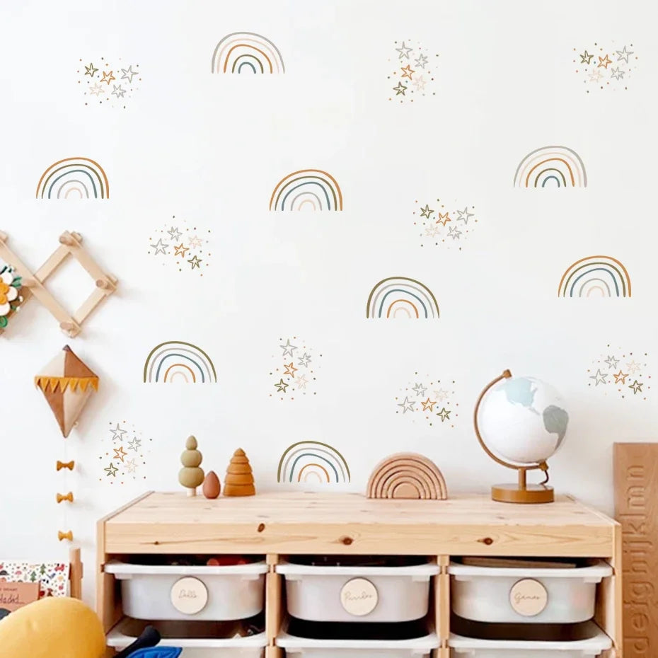 Boho Rainbow Stars Nursery Wall Stickers Peel and Stick Vinyl Decals (Online Order Only)
