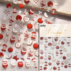 Chic Cute Cheese Ice Cream Pudding Bowknot Strawberry Muffin Stars Cake Embossed Heart Adhesive Nail Art Sticker Manicure Decals (ONLINE ORDER ONLY)