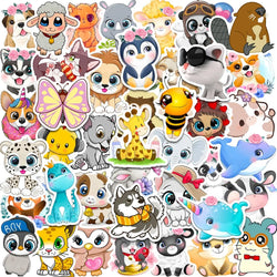 50pcs Cute Mixed Animal Stickers Phone Case Notebook Skateboard Laptop Water Bottle Cartoon Sticker Pack for Kids Gift Toy (ONLINE ORDER ONLY)