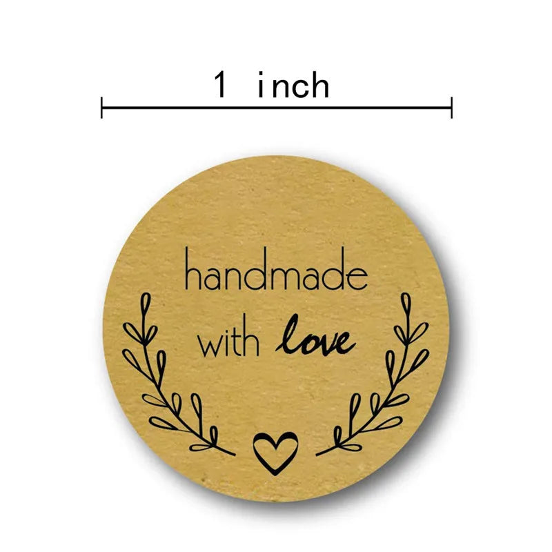 100-500pcs Round Natural Kraft Handmade Stickers Scrapbooking For Package Adhesive Thank You Sticker Seal Labels Stationery (ONLINE ORDER ONLY)