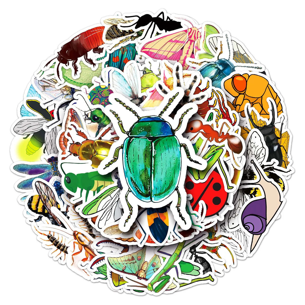 50Pcs Insect Cartoon Waterproof Vinyl Stickers for Skateboard Snowboard (Online Order Only)
