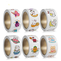 500Pcs Children's Cartoon Animal Stickers Baby Stickers Kindergarten Inspirational Little Red Flower Reward Roll Stickers (ONLINE ORDER ONLY)