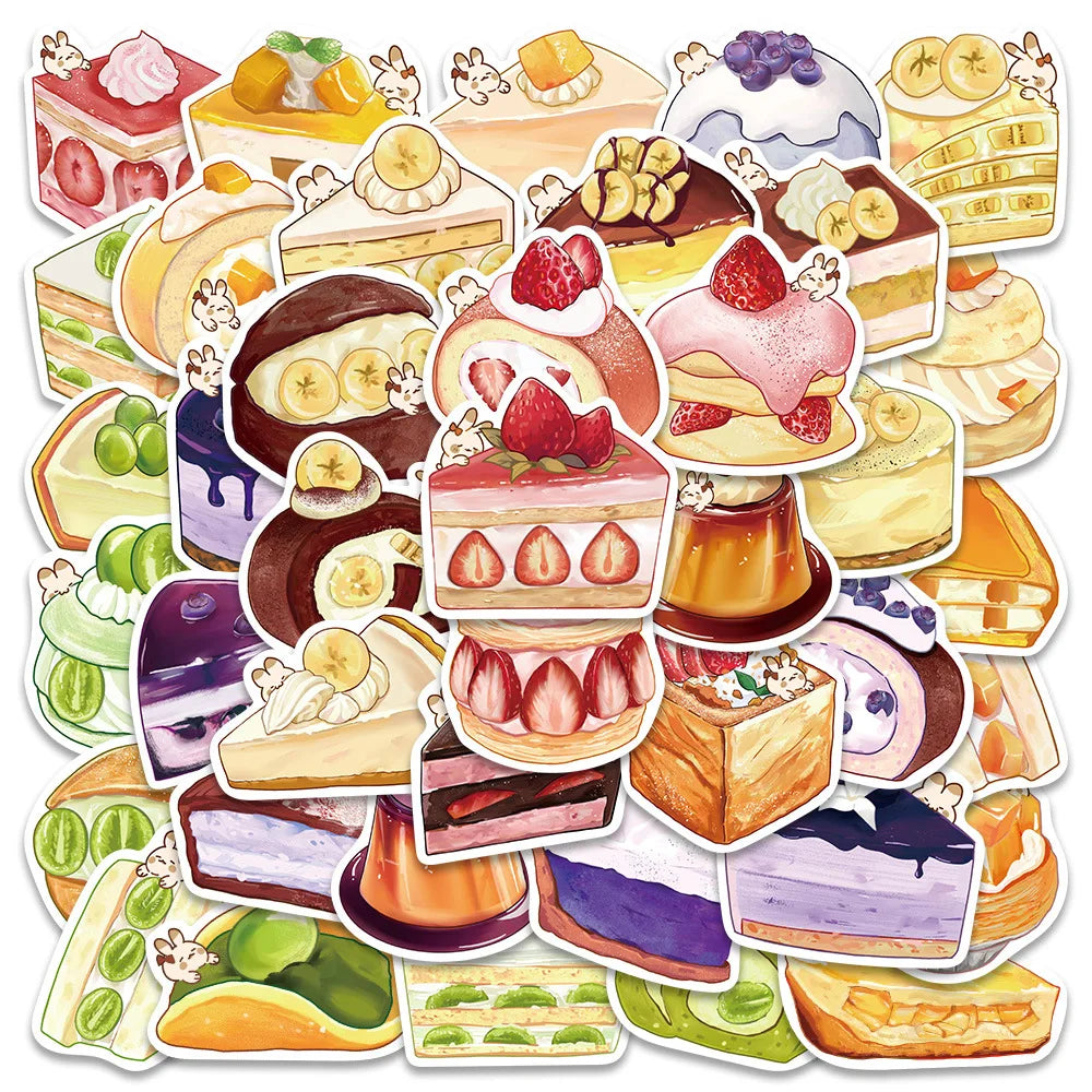 10/40Pcs Cute Kawaii Cartoon Food Cake Dessert Aesthetic Stickers Decals Laptop Phone Scrapbook Stationery Sticker Kid Toy (ONLINE ORDER ONLY)