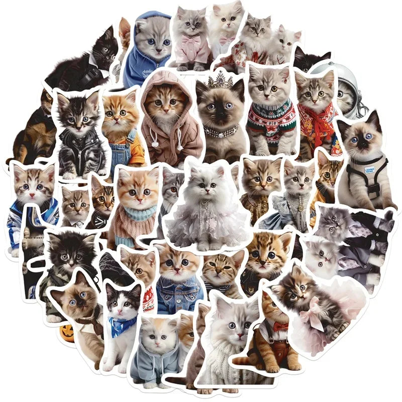 10/30/50PCS Cute Winter Cat PVC Sticker Aesthetic Decoration Scrapbooking Sketchbook Korean Stationery School Supplies for Kids (ONLINE ORDER ONLY)