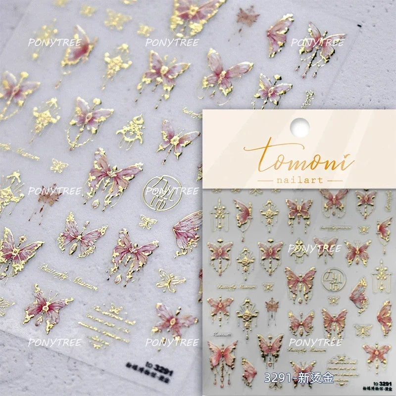 Colorful Geometric Gem Wing Love Heart Bowknot Moon Star Figure Totem Line Retro Self Adhesive Nail Art Stickers Manicure Decals (ONLINE ORDER ONLY)