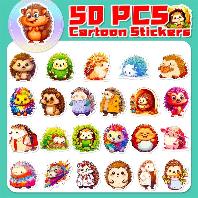 10/30/50PCS Cute Cartoon Hedgehog PVC Sticker Aesthetic Children's Decoration Scrapbooking Stationery School Supplies for Kids (ONLINE ORDER ONLY)