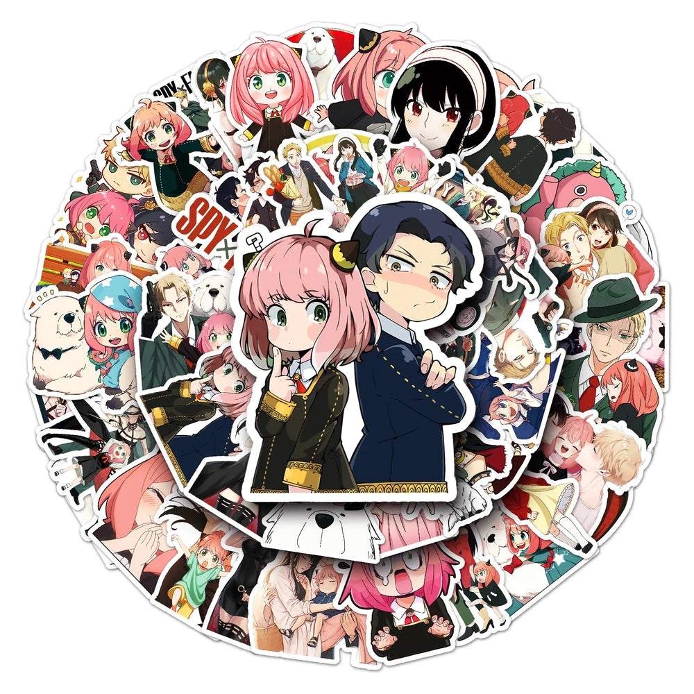 50Pcs Cute Cartoon Girl Waterproof Vinyl Stickers for Skateboard Snowboard Decals (ONLINE ORDER ONLY)