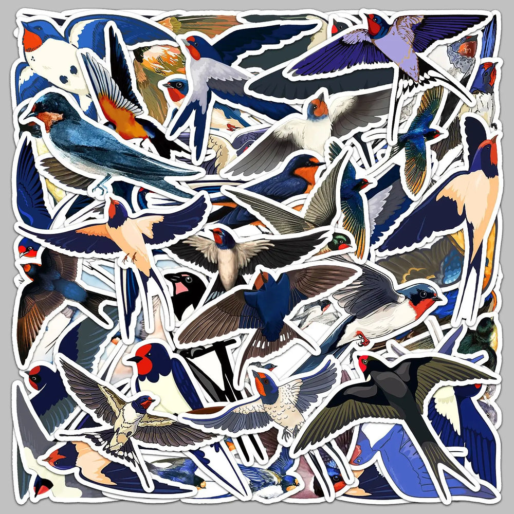 50pcs Cute Swallow Bird Stickers for Helmet, Wall, DIY Decoration (ONLINE ORDER ONLY)
