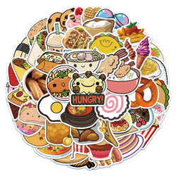 50Pcs Cartoon Gourmet Food Graffiti Stickers For Children Toys Luggage Laptop iPad Skateboard Notebook Stickers Wholesale (ONLINE ORDER ONLY)