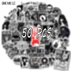 Cartoon Rock Band Stickers: Black & White Decals for Car, Skateboard, Laptop, Snowboard (ONLINE ORDER ONLY)
