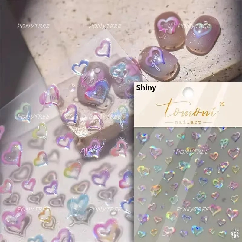 Lovely Heart Strawberry Cherry Bowknot Lace Lolita Crystal Rhinestone Line Rococo Chic Adhesive Nail Art Sticker Manicure Decals (ONLINE ORDER ONLY)