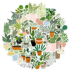 Green Plant Aesthetic Stickers - 10/20/44pcs DIY Decoration for Notebook, Suitcase, Phone, Fridge, Car, Cute Cartoon Decals (ONLINE ORDER ONLY)