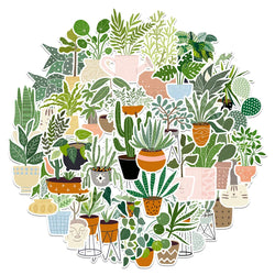 Green Plant Aesthetic Stickers - 10/20/44pcs DIY Decoration for Notebook, Suitcase, Phone, Fridge, Car, Cute Cartoon Decals (ONLINE ORDER ONLY)