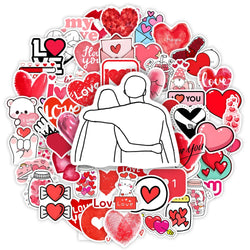 Red Love Heart Valentine's Day Stickers  DIY Gift Decal for Laptop Phone Scrapbook Luggage Decorative Graffiti Waterproof (ONLINE ORDER ONLY)