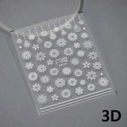 Winter Christmas Crystal Delicate Hexagon Romantic Laser Silver Chic Snowflakes Self Adhesive Nail Art Sticker 5D Manicure Decal (ONLINE ORDER ONLY)