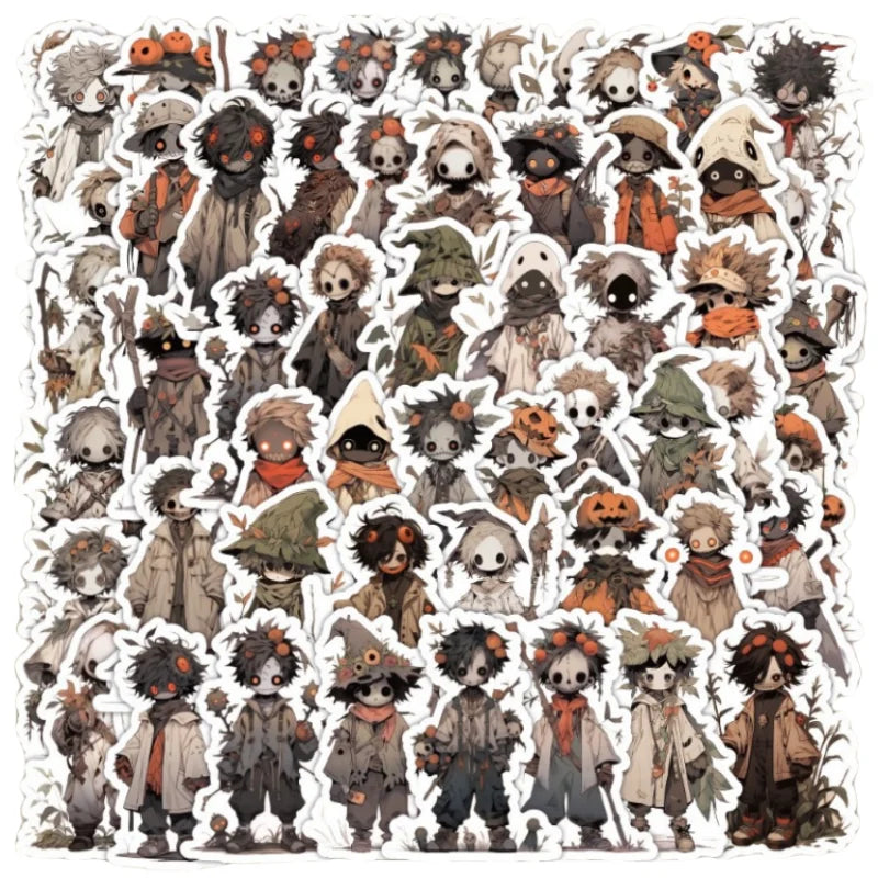 60pcs Scarecrow Cartoon Stickers for Suitcase, Water Cup, Stationery, Phone, Car, Scooter, Laptop, Refrigerator Decor (Online Order Only)