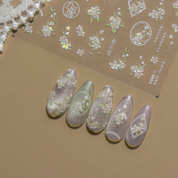 Antique Pear Blossom Peach Blossom Flower Swallow Pattern Adhesive Nail Art Stickers Spring Vibrant and Lively Manicure Decals (ONLINE ORDER ONLY)