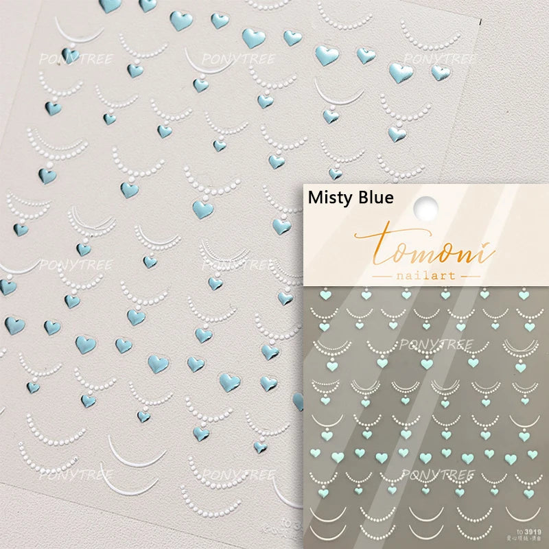 Mini Love Heart Arc Curved Line French Style Minimalist Colourful Self-adhesive Nail Art Decorations Stickers Manicure Decals (Online Order Only)
