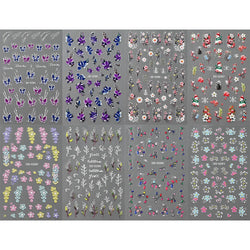 Painting Purple Flower Nail Sticker Daisy Wildflowers Butterfly Gradient Design Decal Geometry Line Charm Foils Manicure Sliders (ONLINE ORDER ONLY)