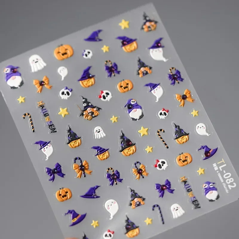 Cat Eye Shiny Blue Purple Spider Cross Love Heart Star Snake Web Jelly Thrilling Nail Art Stickers Manicure Decals Halloween (ONLINE ORDER ONLY)