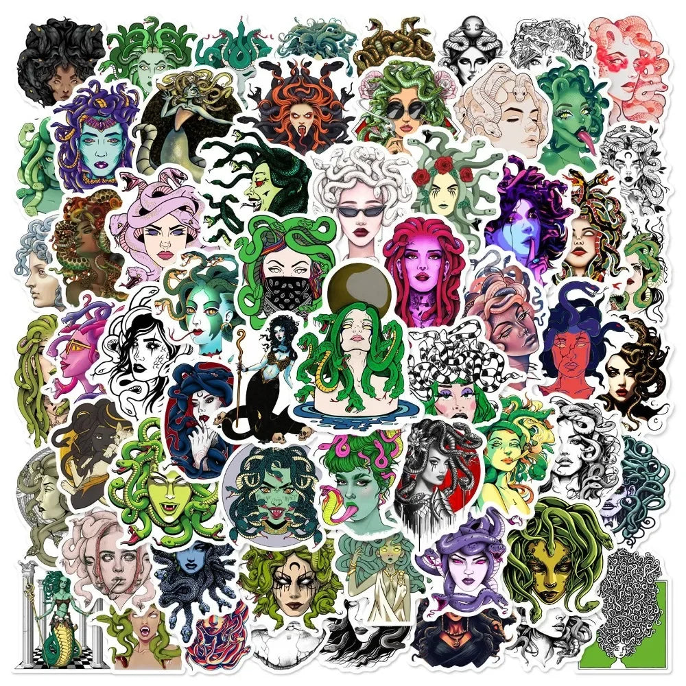 10/50Pcs Cartoon Snaker Medusa Stickers for Car Suitcase Skateboard Guitar Laptop Phone Decor Graffiti Waterproof Sticker Toys (ONLINE ORDER ONLY)
