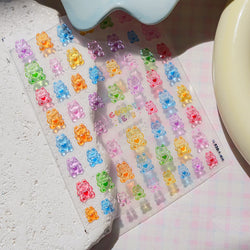 Colourful Jelly Rabbit Bunny Gummy Bear Cute Lollipop Soda Water Candy Snack Pudding Star Heart Nail Art Stickers Manicure Decal (ONLINE ORDER ONLY)