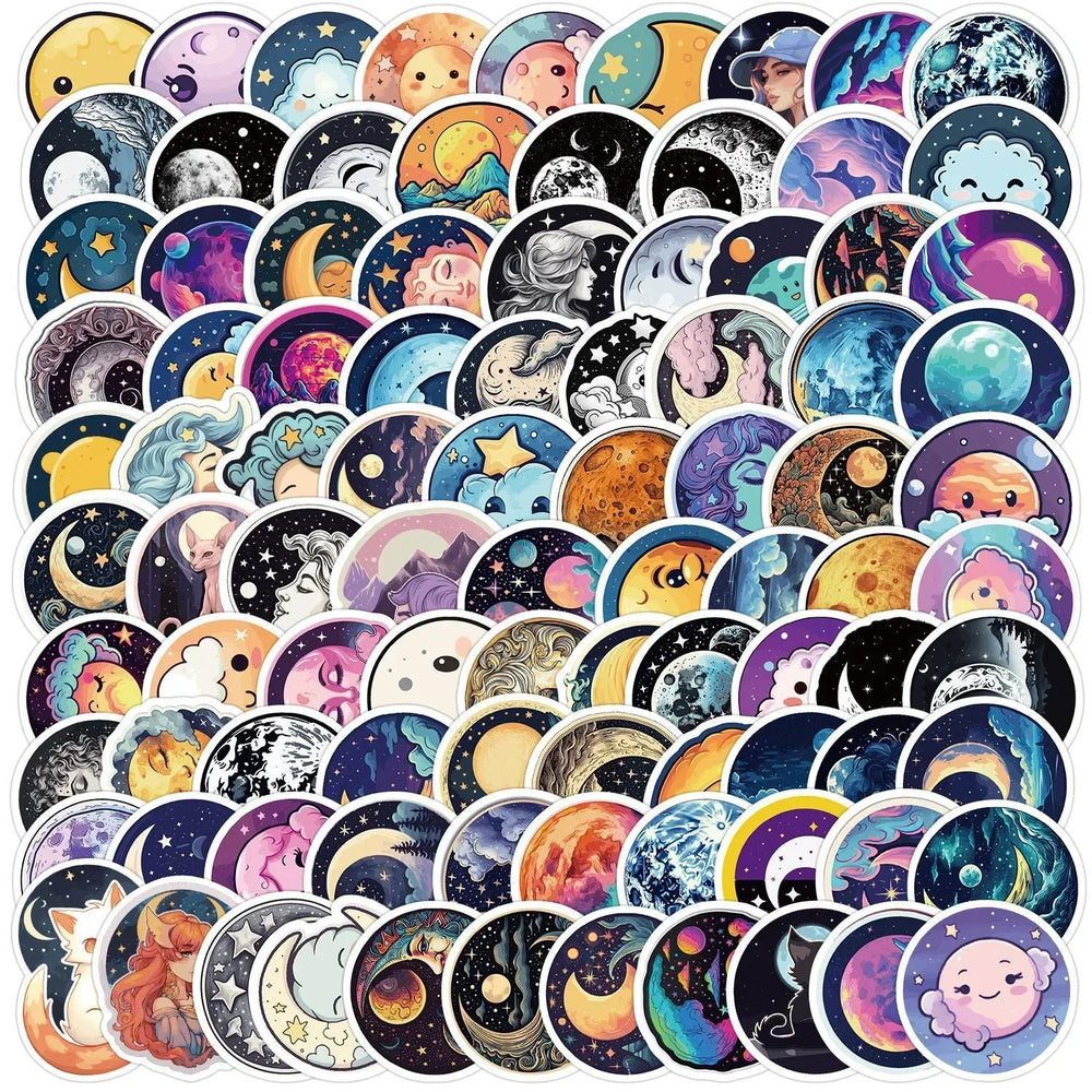 10/50/100Pcs Gute Moon Magic Witch Cartoon Stickers Art Decals DIY Scrapbooking Bike Phone Luggage Laptop Car Skateboard Sticker (Online Order Only)