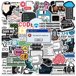 50PCS Cool Engineer Programming Network Coding Hacker MEME Stickers Vinyl DIY Computer Laptop Motorcycle Helmet Car Sticker (Online Order Only)