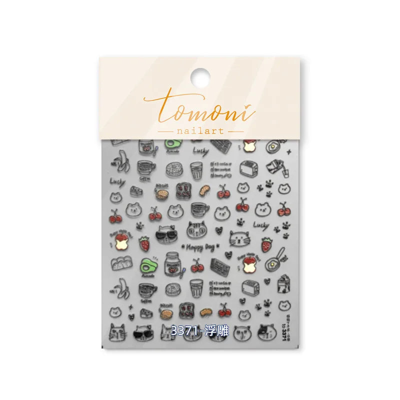 Line Cat Dog Bear Rabbit Chicken Animals Apple Cherry Cake Bowknot Butterfly Balloon Rainbow Nail Art Stickers Manicure Decals (ONLINE ORDER ONLY)
