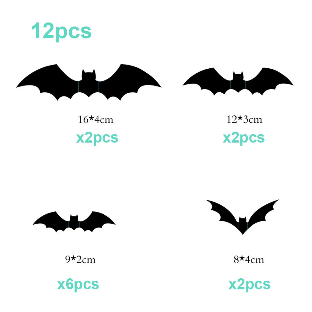 72/48/12Pcs 3D Wall Stickers Bat Stickers Halloween Decoration Vinyl Sticker Bat Sticker for Home Halloween Party Decorations (Online Order Only)