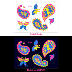 1pc Bohemia Fluorescent Sticker Luminous Temporary Tattoos Stickers UV Glow Fluorescent Tattoo Waterproof For Body Art Decals *& (Online Order Only)