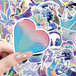 10/30/53pcs Cute VSCO Holographic Laser Cartoon Stickers DIY Motorcycle Laptop Phone Luggage Fridge Decoration Sticker Kids Toys (ONLINE ORDER ONLY)