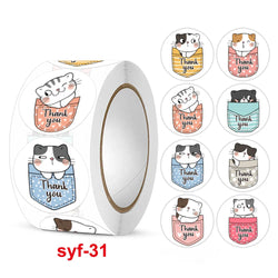 100-500Pcs 3cm Korean Cute  Animal Thank You Stickers Roll for Envelope Student Kid Label Kawaii Stationery Sticker Seal Lable (Online Order Only)