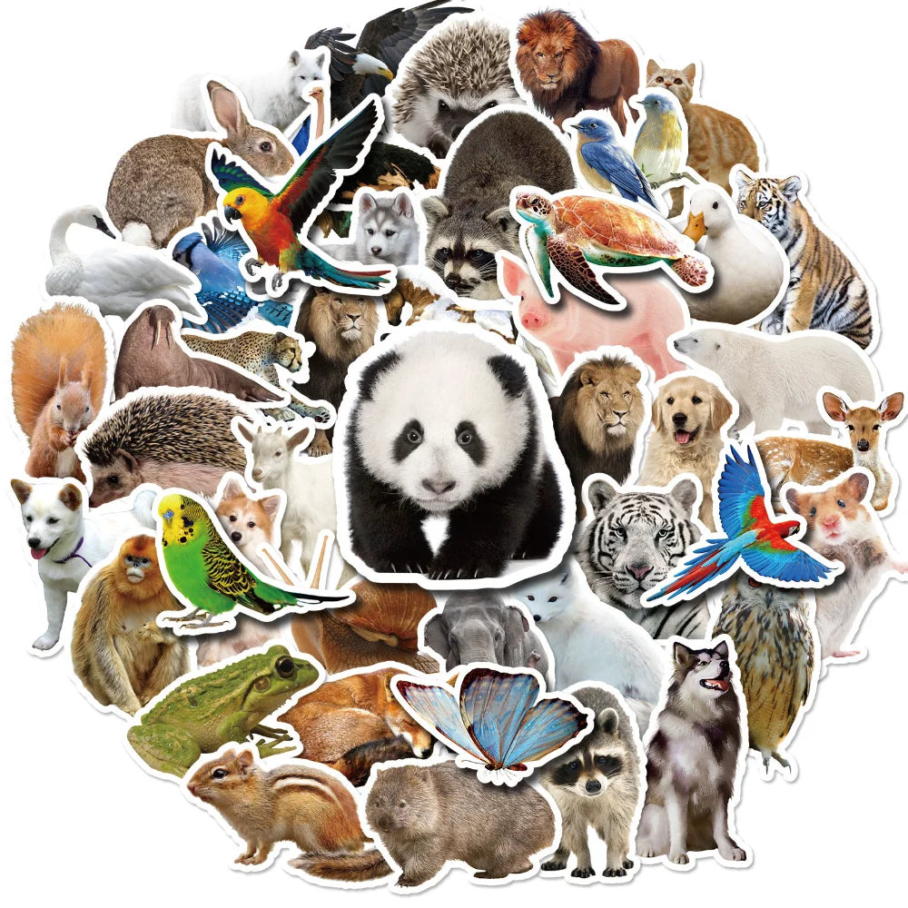 10/30/50pcs Realistic Animal Stickers Anime Graffiti Decals Laptop Phone Guitar Skateboard Car Waterproof Sticker for Kids Toy (Online Order Only)
