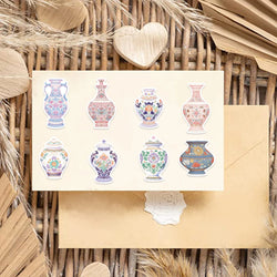 52Pcs Retro Chinese Style Porcelain Design Stickers Self Adhesive DIY Skateboard Guitar Laptop Phone Decals StickerToys (ONLINE ORDER ONLY)