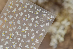 Translucent White White Pink Magnolia Rose Flower Floral Soft Embossed Relief Adhesive Nail Art Stickers Chic 3D Manicure Decals (ONLINE ORDER ONLY)