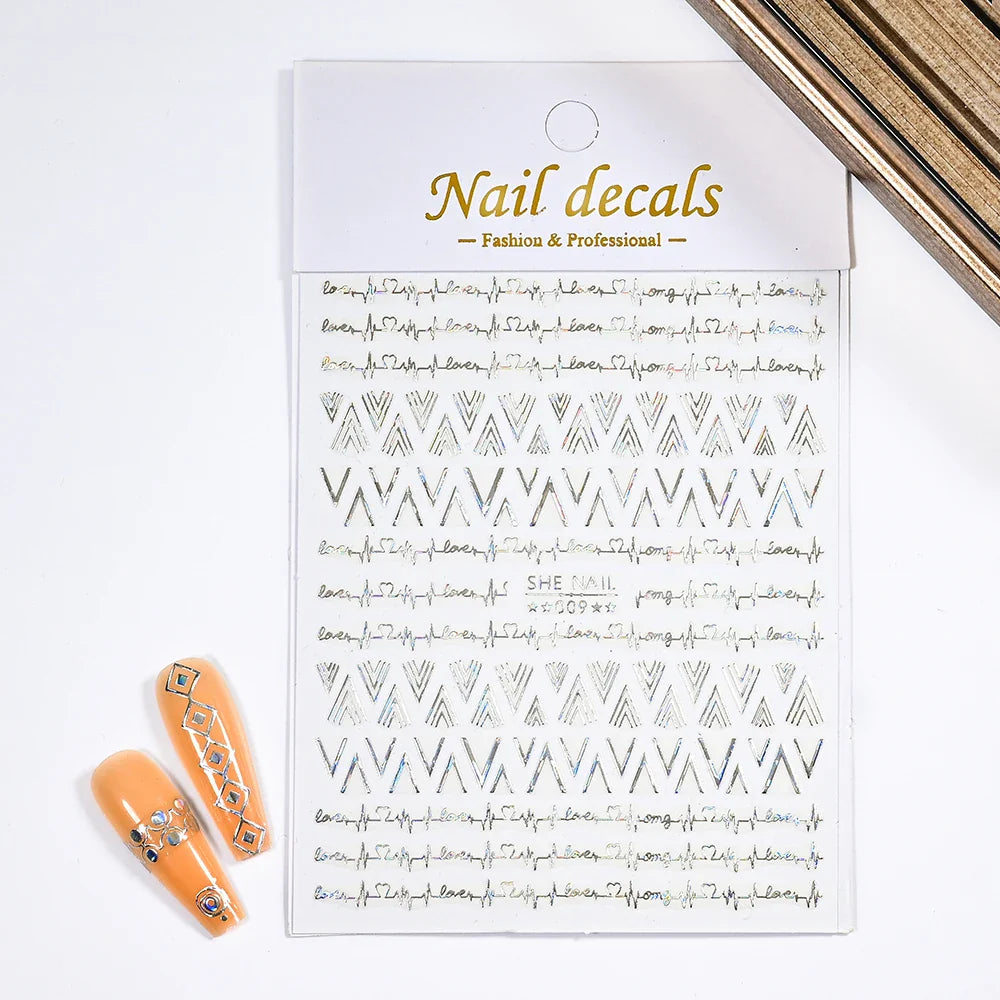 1PC Heart Love Design 3D Nail Art Sticker English Letter Self-Adhesive Slider Valentine's Day DIY Manicure Tips Accessories Tool (ONLINE ORDER ONLY)