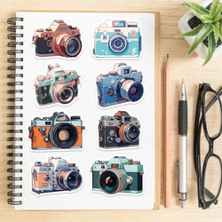50Pcs Retro Cartoon Camera Photographer Stickers Aesthetic DIY Scrapbook Phone Case Travel Luggage Skateboard Cool Sticker (ONLINE ORDER ONLY)