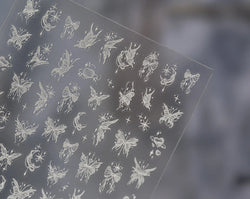 Dreamy Moon Stars Love Heart Butterfly Bowknot Lace Shiny Starburst Ribbon Delicate Adhesive Nail Art Stickers Manicure Decals (Online Order Only)