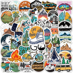 10/30/50PCS Forest Hiking Camping Stickers Outdoor Explore Mountain Climbing DIY Travel Suitcase Laptop Helmet Bike Sticker Toys (ONLINE ORDER ONLY)