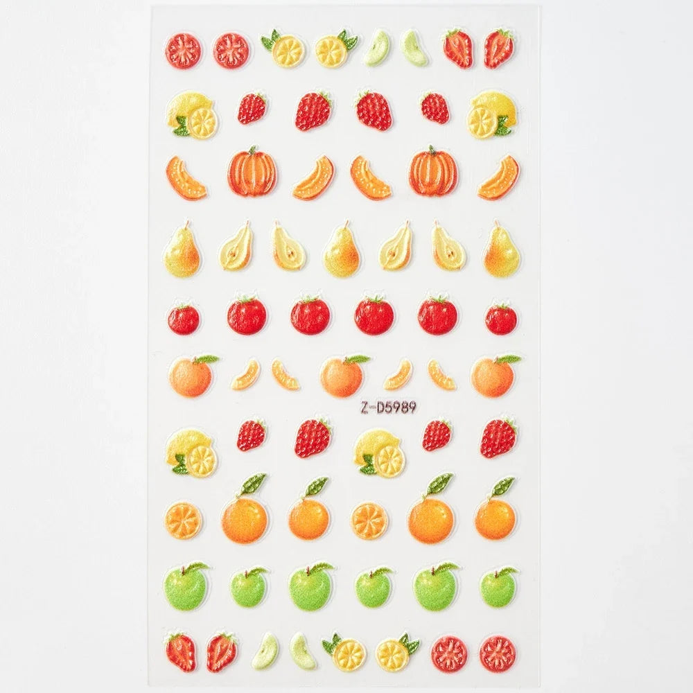 1Pc Sweet Cute Fresh Red Cherry Pattern Nail Stickers Self Adhesive Fruit Design Decals Women & Girls Homemade Manicure Supplies (ONLINE ORDER ONLY)