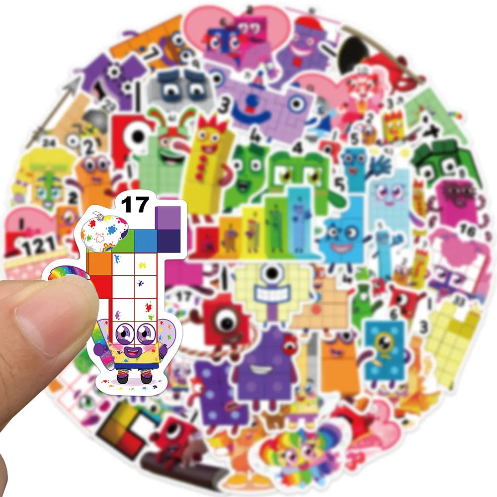 52Pcs Cartoon Stickers Numbers Building Block Notebook Laptop Scrapbooking Teacher Supplies Classroom Water Bottle Skates Toys (ONLINE ORDER ONLY)