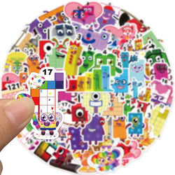52Pcs Cartoon Stickers Numbers Building Block Notebook Laptop Scrapbooking Teacher Supplies Classroom Water Bottle Skates Toys (ONLINE ORDER ONLY)
