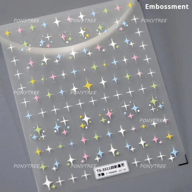 Hollow Out Black Gold Star Starburst Round Dot Night-time Tiny Spot Self Adhesive Nail Art Stickers Manicure Decals Wholesale (ONLINE ORDER ONLY)